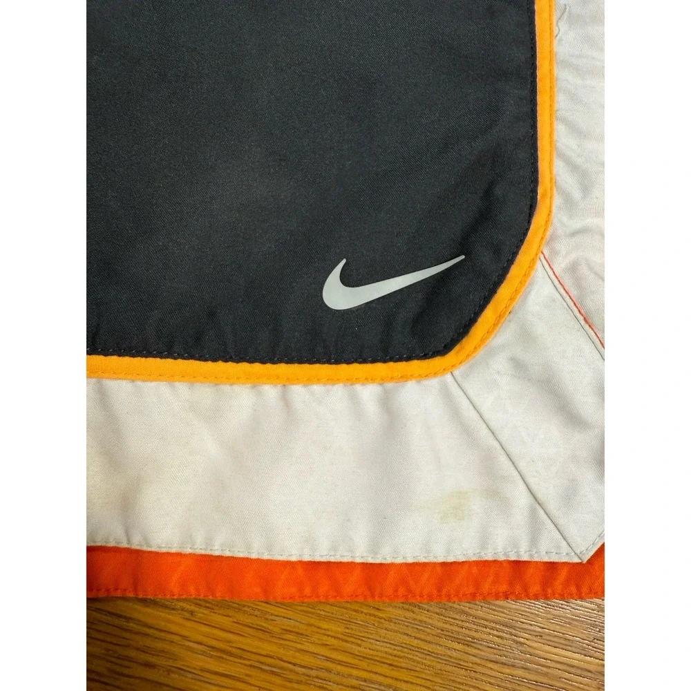 Nike Swim Trunks Men's Large Gray‎ Orange Mesh Lined Board Shorts Drawstring